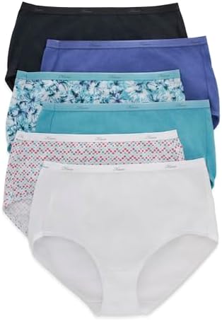 Hanes Women's High-Waisted Brief Panties, 6-Pack, Moisture-Wicking Cotton Brief Underwear (Colors May Vary)