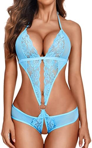 Avidlove Women Deep V Lingerie Lace Teddy One Piece Babydoll Mini Bodysuit